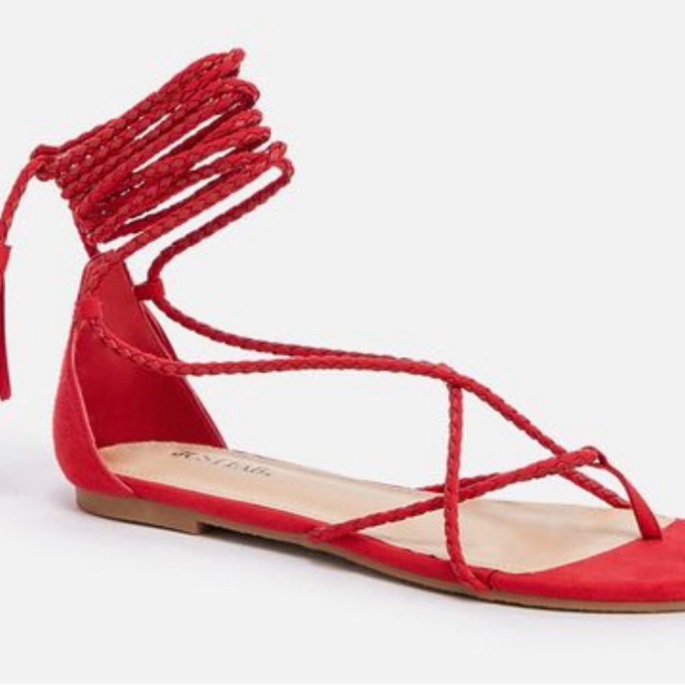 Justfab Jules Strappy Red Sandals - Picture 6 of 6